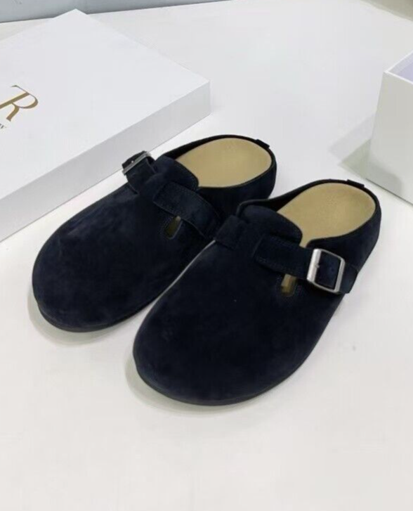 THE ROW THE ROW WOMEN BERKEN HALF SLIPPER SHOES BLACK