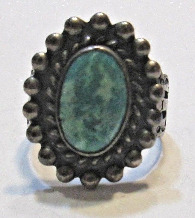 VINTAGE FRED HARVEY ERA STERLING SILVER TURQUOISE ARROWS RING SZ 6 1/4