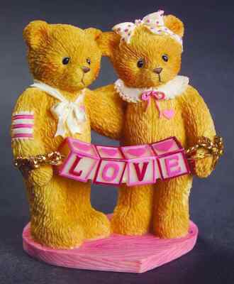 Cherished Teddies 203076 Bears With Love Letters Mini Double Figurine Ships Free