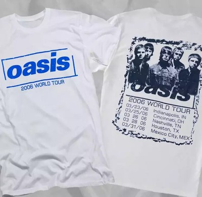 Oasis Band 2006 World Tour Britpop Vintage Rare White Double Sided T-Shirt