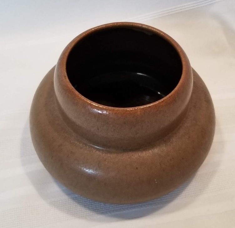 Fulper Pottery Arts & Crafts Double Gourd Vase - Brown Glaze - Rectangle Stamp