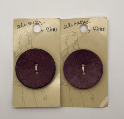Dritz Belle Buttons Real Coconut Large Purple Buttons 40mm