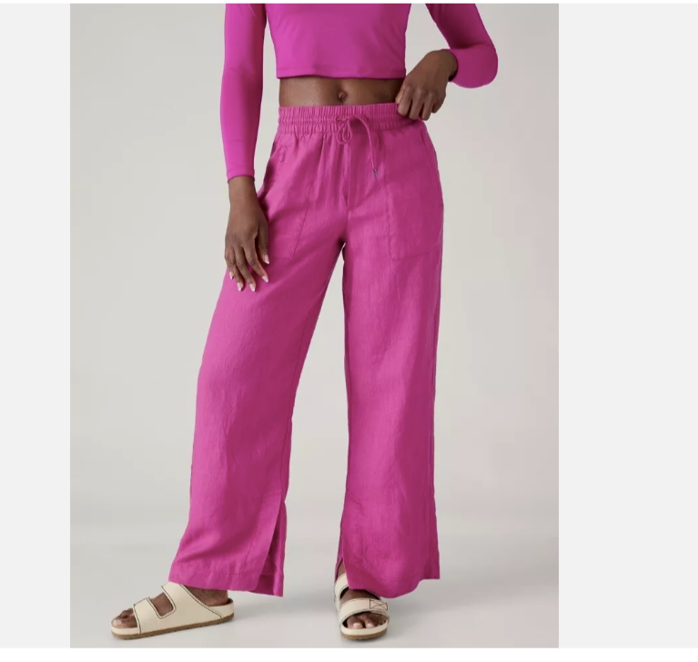 Широкие льняные брюки ATHLETA Retreat небольшого размера | Iceland Pink #851038 НОВИНКА