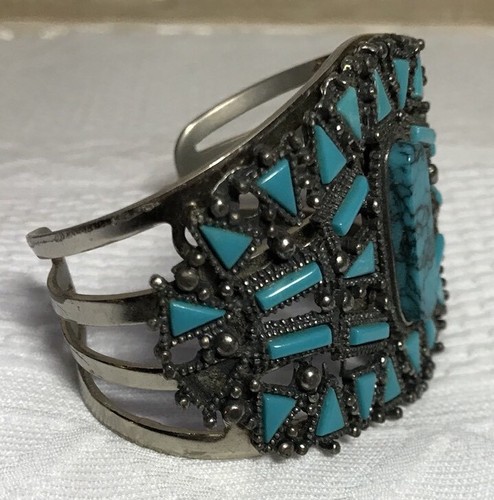 Turquoise Large Cuff Bracelet Estate Faux Stones
