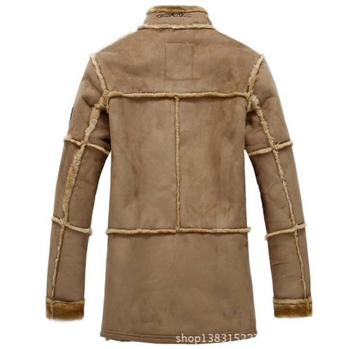 New Mens Suede Leather Lamb Sheep Fur lined Coat Jacket