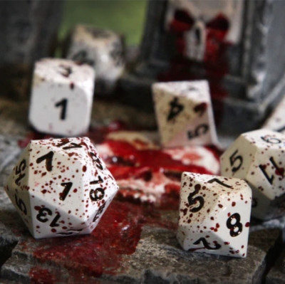 Blood Spattered Metal DnD Dice Set | DnD Dice | Dungeons and Dragons AD&D d20