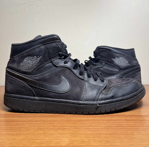 Nike Air Jordan 1 Retro Mid Triple Black Size 12 Sneakers