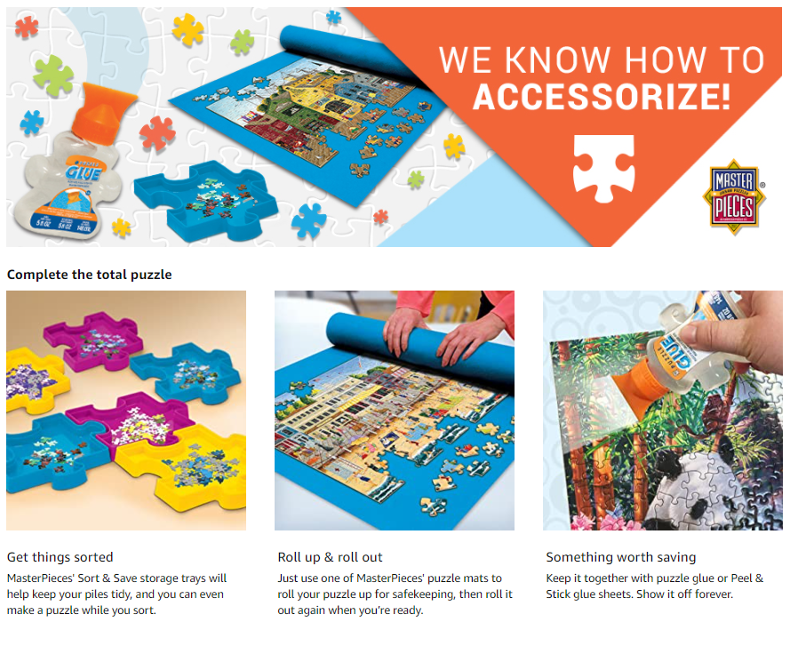 MasterPieces Puzzle Glue Jigsaw Shaped Bottle, Spreader Included, 5 fl oz