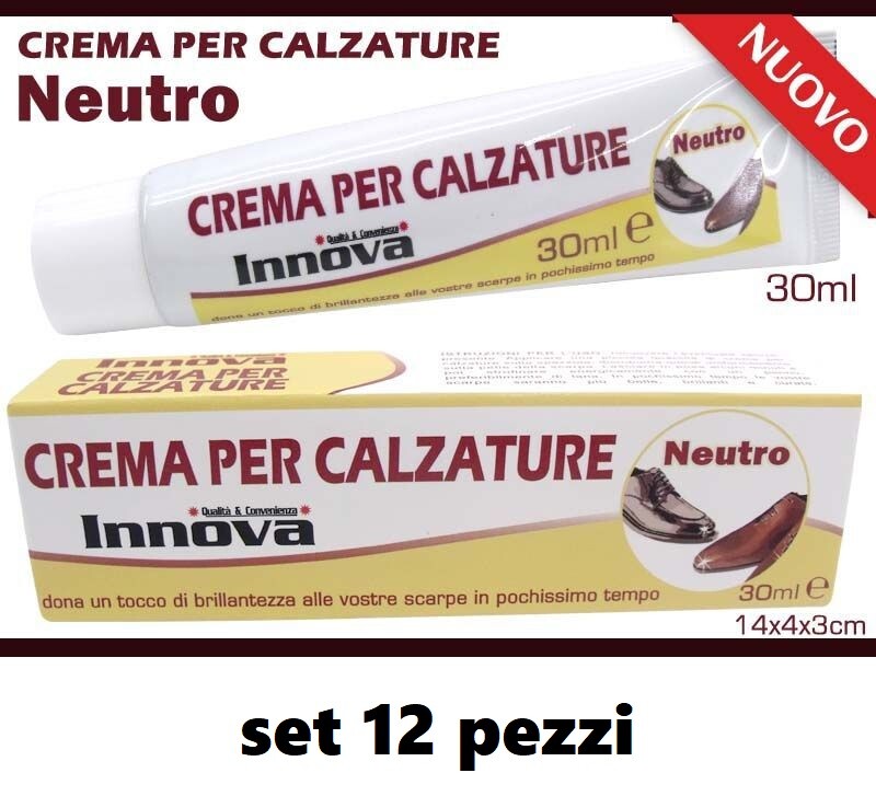 Set 12 Pezzi Crema Lucidante Scarpe Pelle Classiche Lucido Neutro 30ml dfh