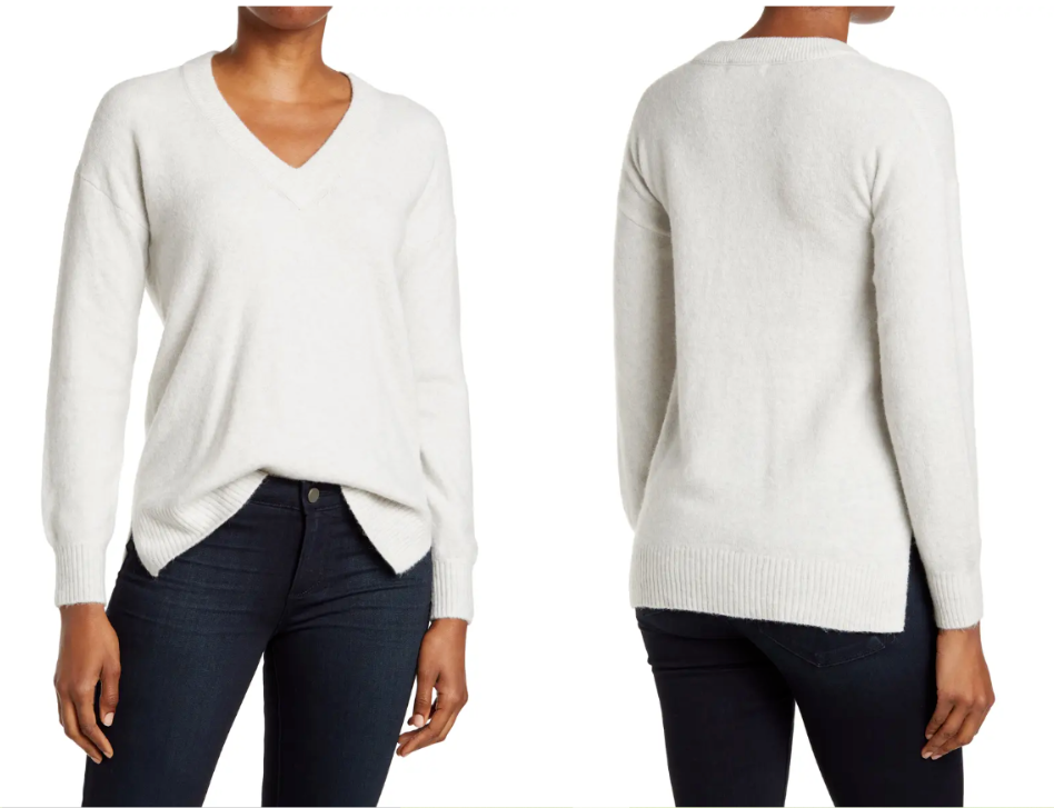 

НОВЫЙ MADEWELL Хизер Дымчато-Серый Донегол Джейсон Экс-Бойфренд Пуловер с v-образным вырезом XXS