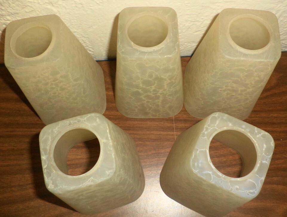 SET 5 VINTAGE LAMP-SHADES FROSTED GLASS MID-CENTURY MODERN STYLE CEILING LIGHTS