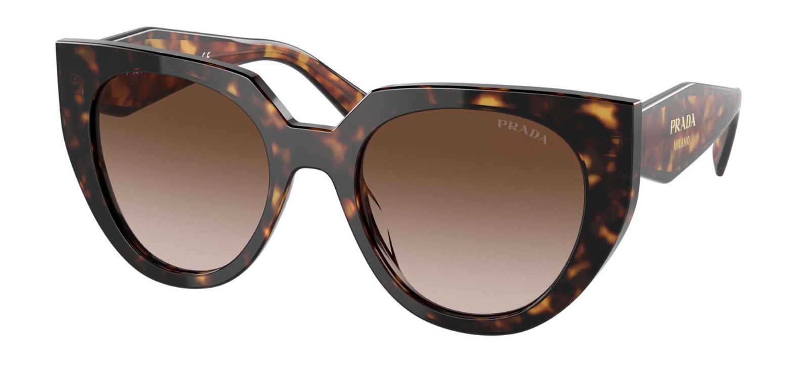 Pre-owned Prada Monochrome Pr 14ws Tortoise/brown Shaded (2au-6s1) Sunglasses