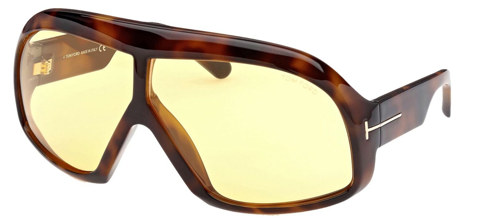 Pre-owned Tom Ford Cassius Ft 0965 Dark Havana/light Brown Yellow (52e) Sunglasses