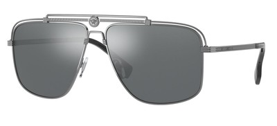 Pre-owned Versace Ve 2242 Ruthenium/grey 61/13/145 Men Sunglasses In Gray
