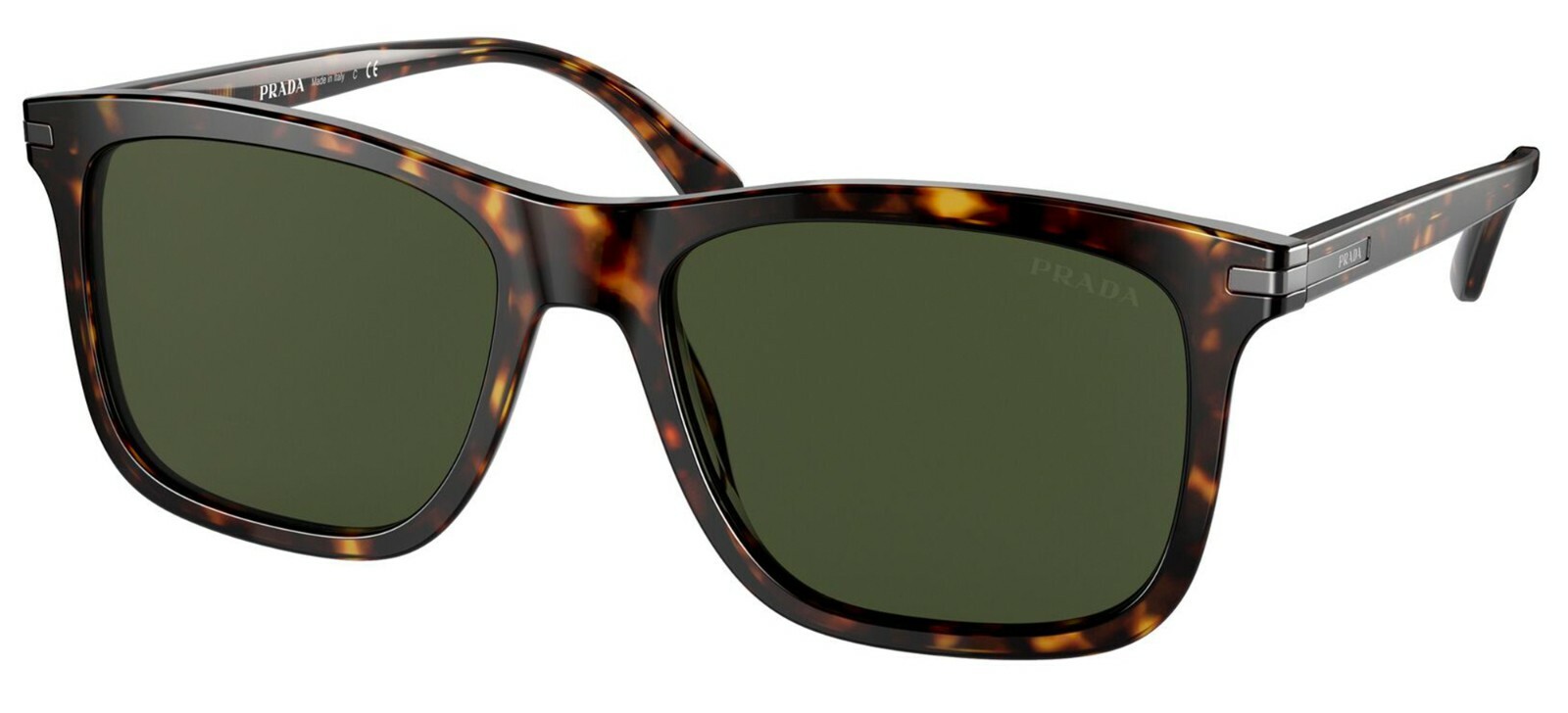 Pre-owned Prada Pr 18ws Havana/green (2au-0b0) Sunglasses