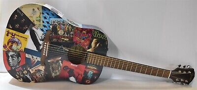 CLASSIC ROCK Decoupage Acoustic Guitar PINK FLOYD QUEEN VAN HALEN DOORS AC/DC