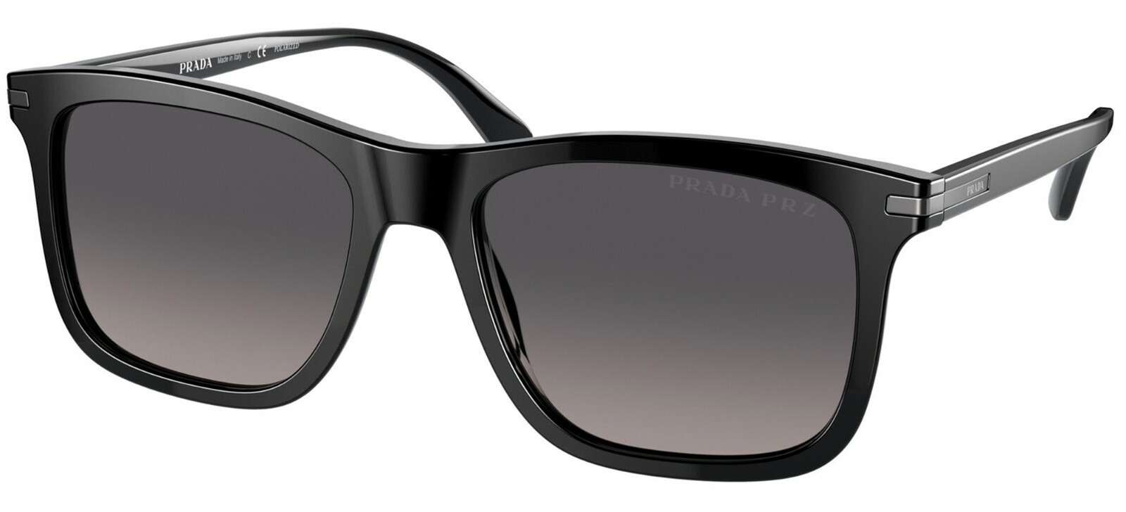 Pre-owned Prada Pr 18ws Black/grey Shaded Polarized (1ab-09g) Sunglasses