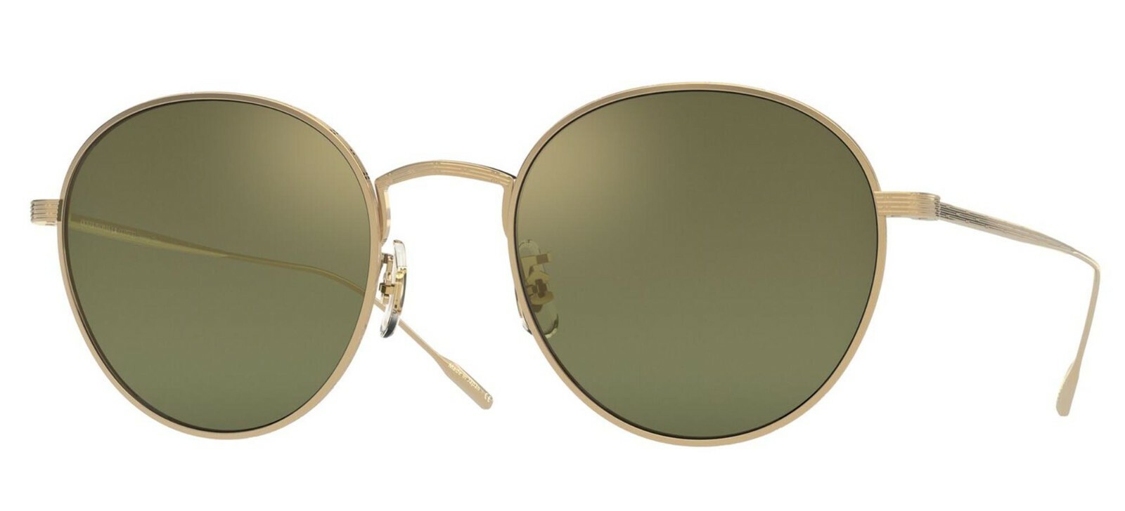 Pre-owned Oliver Peoples Saint Laurent Sl 606 Gold/green (004) Sunglasses In G-15 Goldtone Mirrored