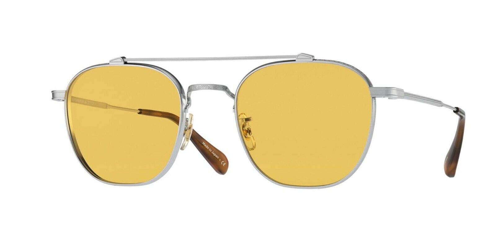 Pre-owned Oliver Peoples Mandeville Ov 1294st Brushed Silver/mustard (5254/85) Sunglasses In Yellow