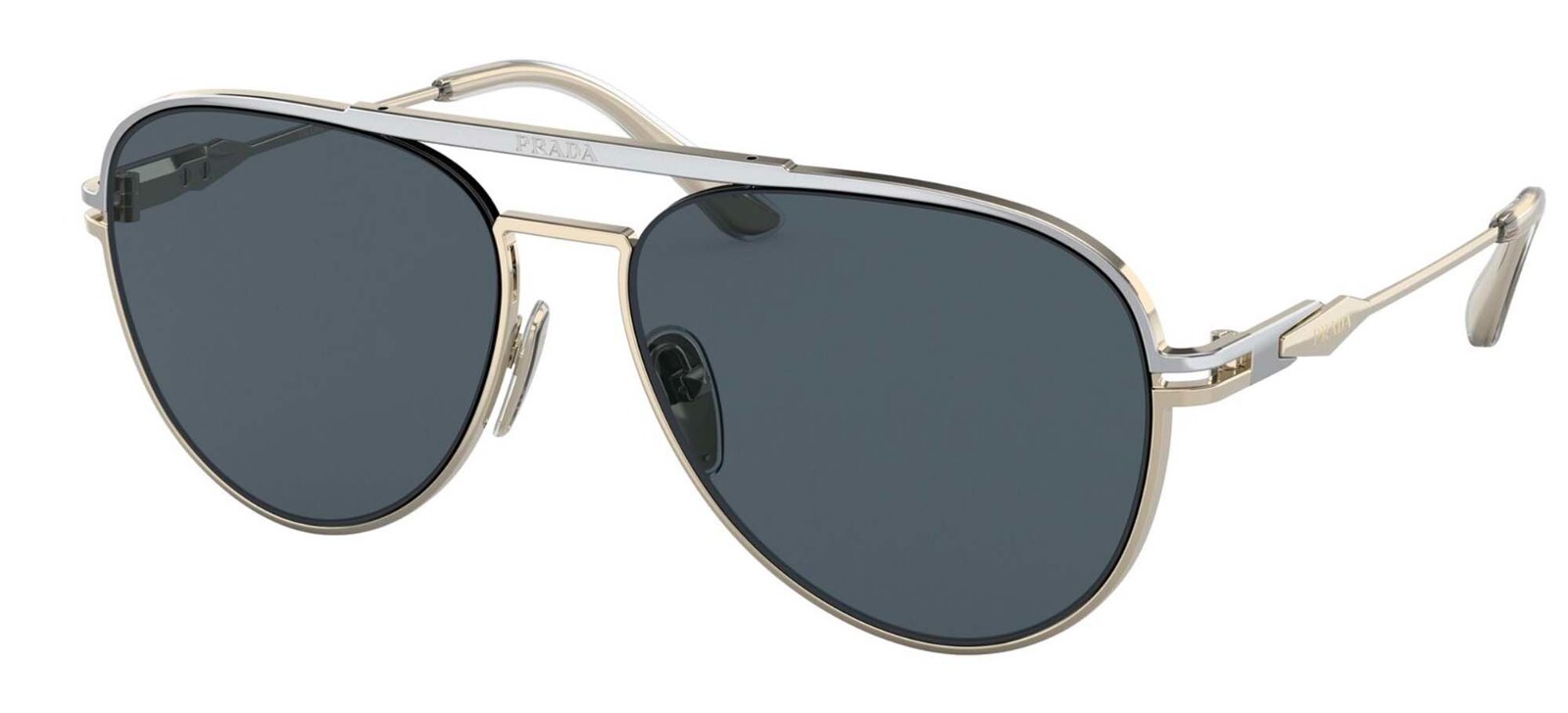 Pre-owned Prada Pr 54zs Silver Light Gold/dark Grey (17f-09t) Sunglasses In Gray