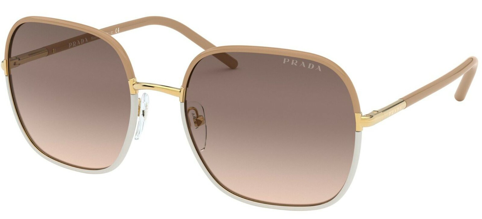 Pre-owned Prada Pr 67xs Light Brown White/brown Shaded (09g-3d0) Sunglasses