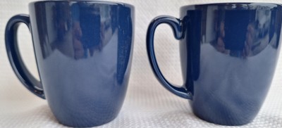 Set of 2 Corelle Coordinates Stoneware Dark Navy Blue Coffee Mugs Cups 10 oz