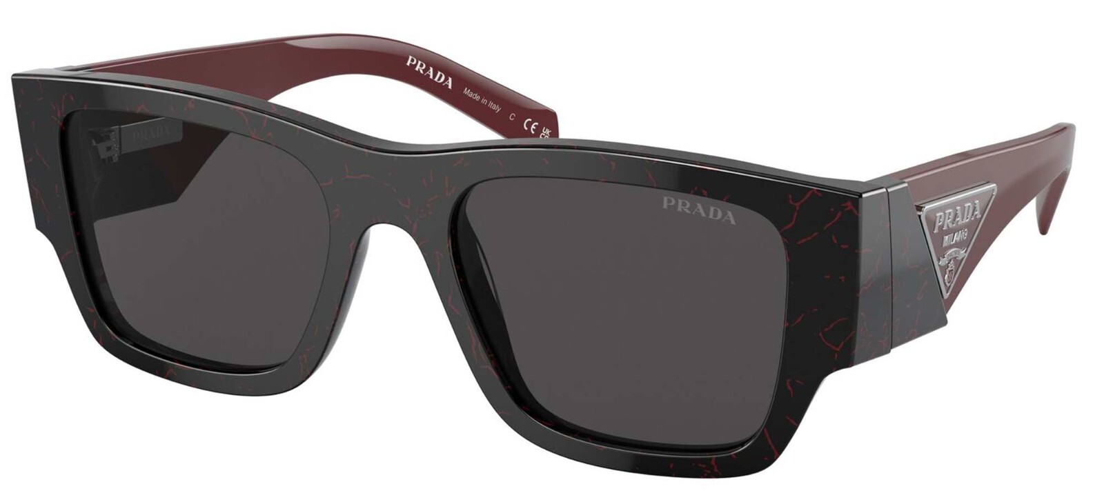 Pre-owned Prada Pr 10zs Black Red Marble/grey (11f-5s0) Sunglasses In Gray