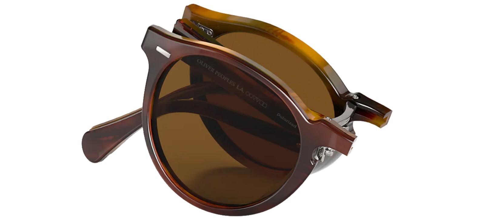Pre-owned Oliver Peoples Ov 5456su Folding Amaretto Striped Honey/true Brown Sunglasses In True Brown Polarized