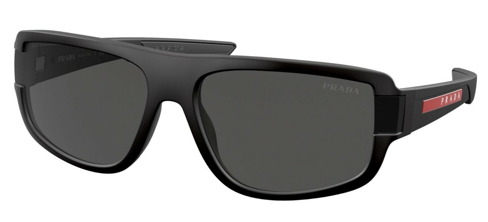 Pre-owned Prada Linea Rossa Sps 03ws Rubber Black/dark Grey (dg0-06f) Sunglasses In Gray