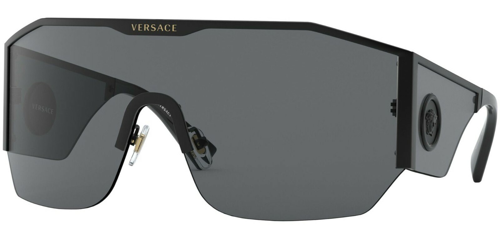 Pre-owned Versace Medusa Halo Ve 2220 Black/grey (1009/87) Sunglasses In Gray