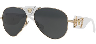 Pre-owned Versace Ve 2150q Gold White/ Grey 62/14/140 Men Sunglasses In Gray