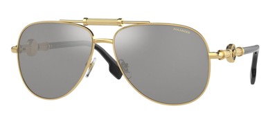 Pre-owned Versace Ve 2236 Gold/grey 59/14/140 Unisex Sunglasses In Gray