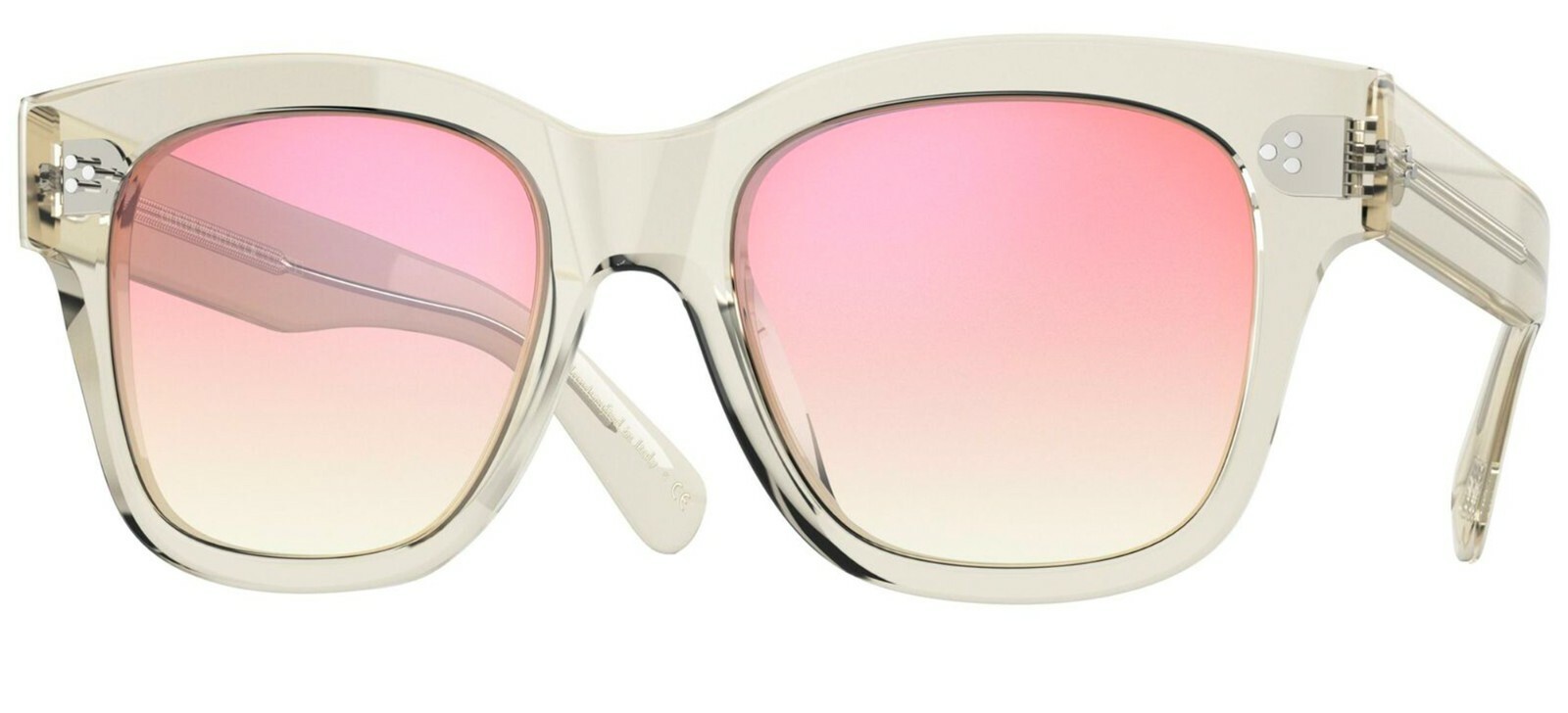 Pre-owned Oliver Peoples Bottega Veneta Bv1261s Havana With Gold/brown (002) Sunglasses In Soft Pink Shaded Mirror