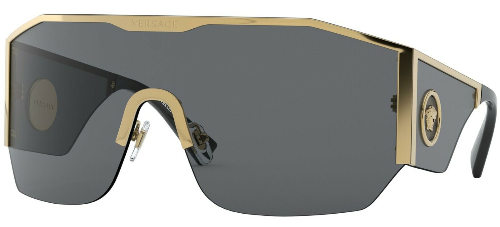 Pre-owned Versace Medusa Halo Ve 2220 Gold/dark Grey (1002/87) Sunglasses In Gray