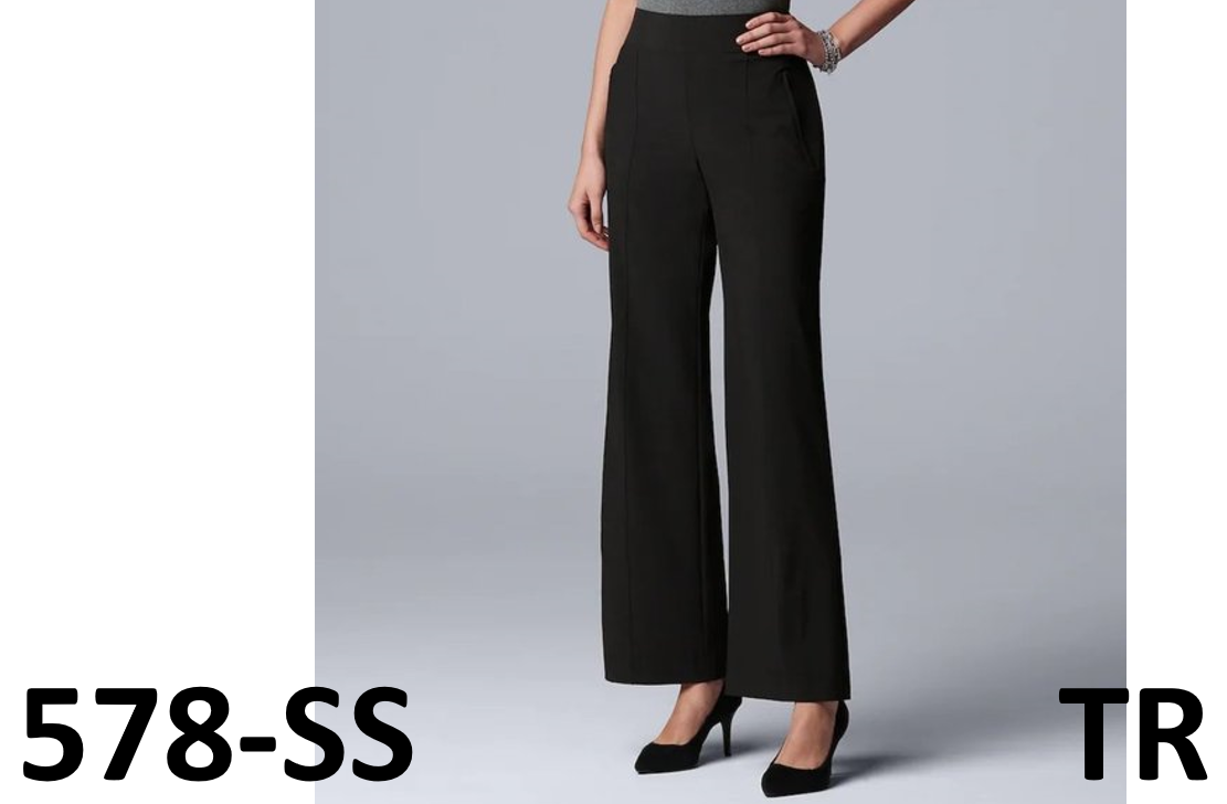 Simply Vera flare pant Straight Pocket creased Front Hem Black 1X