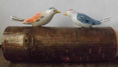 Carved Wood Whistle with Birds on Top