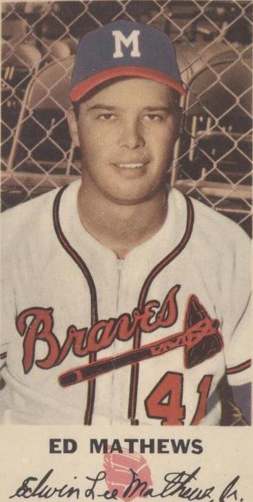 1954 Johnston Cookies Milwaukee Braves - Eddie Mathews #41