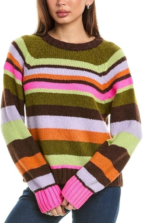Velvet By Graham & Spencer Striped Knit Crewneck Sweater Women's XS Multi L/S - Picture 1 of 15