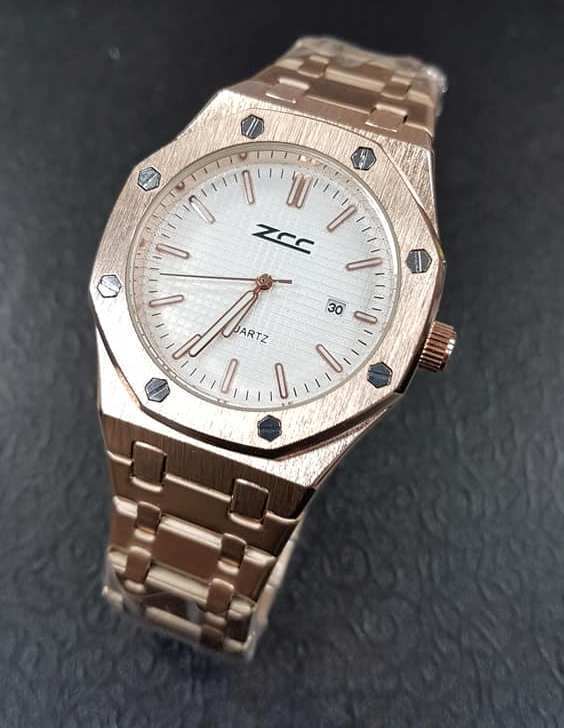 Orologio Da Polso Zcc Industrial Uomo Analogico Quarzo Datario Rose Gold Bia lac