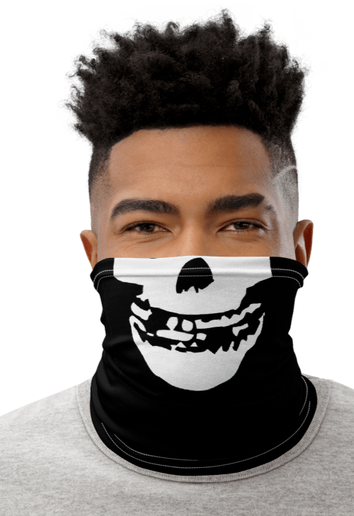 Neck Gaiter SKULL Smile Custom Design Black & White Face Mask MISFITS Style
