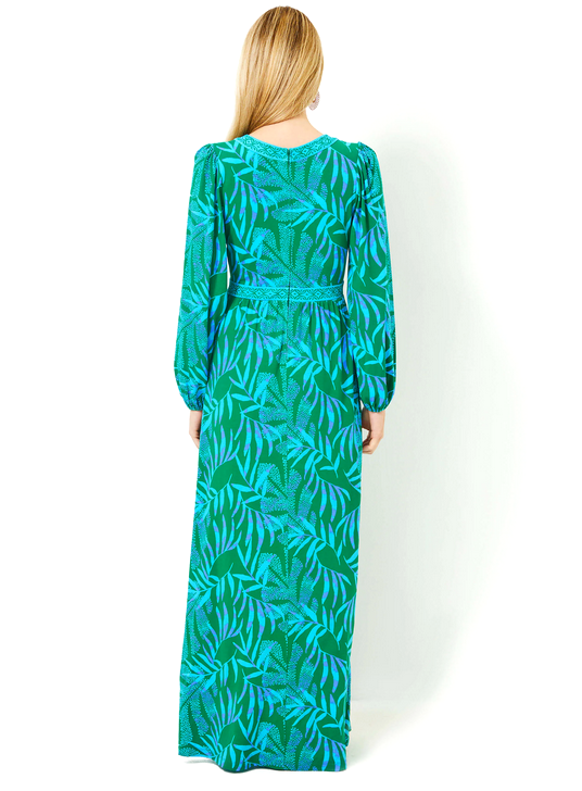 Pre-owned Lilly Pulitzer Size 16 Wexlee Maxi Dress It's A Jungle Out There Stunning In Green
