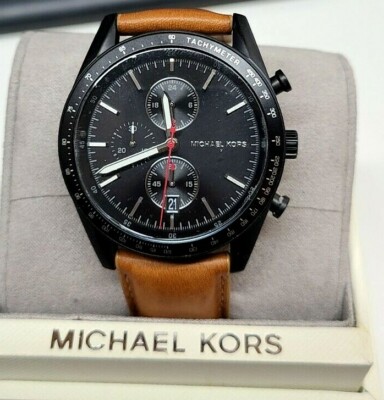 Michael Kors MK8385 Black Dial Leather Strap Chronograph