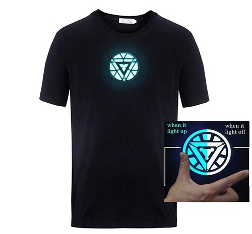 New IRON MAN 3 Tony Stark Light Up LED Mark VI Arc Reactor Prop costume Shirt