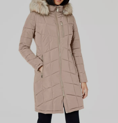 Calvin klein petite cheap hooded puffer coat
