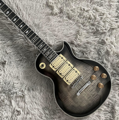 Custom LP Electric Guitar Ace Frehley Gray Bone Nut Flamed Maple Top Guitar