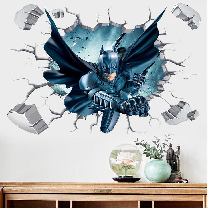 US 3D Wall Stickers Batman Bat Man Kids Cartoon Room