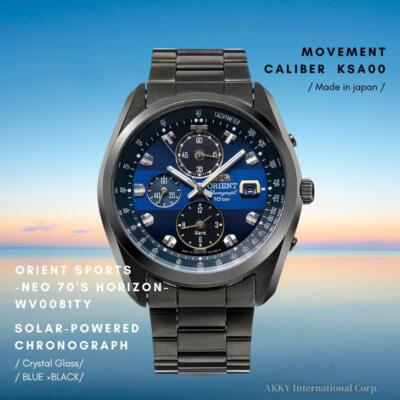 Pre-owned Orient Star Sports Wv0081ty Blue Black Solar Stainless Men's Watch In Box