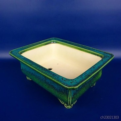 Tokoname Bonsai pot Koyo Glazed Green Square 10.2''(26.cm) Genuine SD475