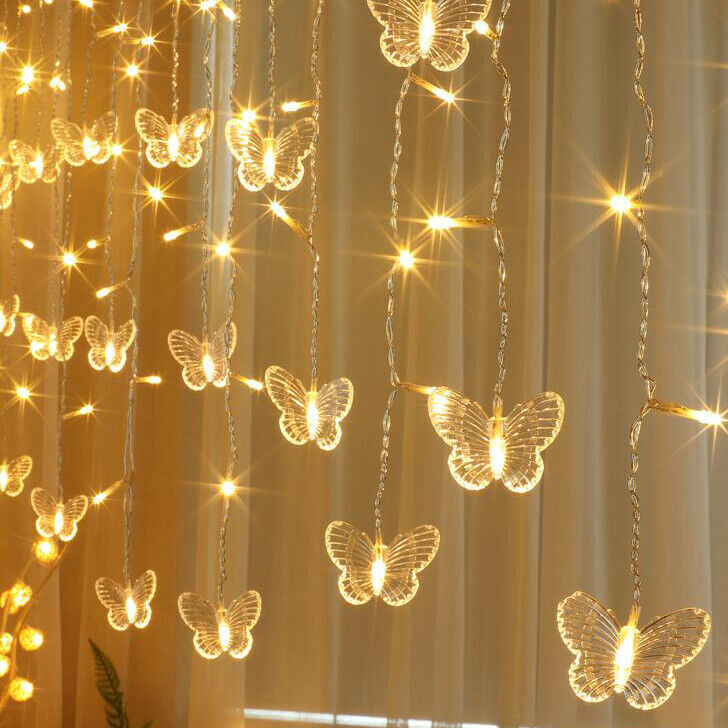Butterfly 96 LED Fairy String Curtain Lights Lamp Christmas Party Wedding Decor