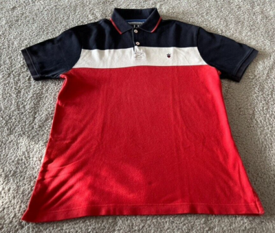 Authentic Louis Philippe Polo Shirt Mens Size Large Red White Blue Stripes